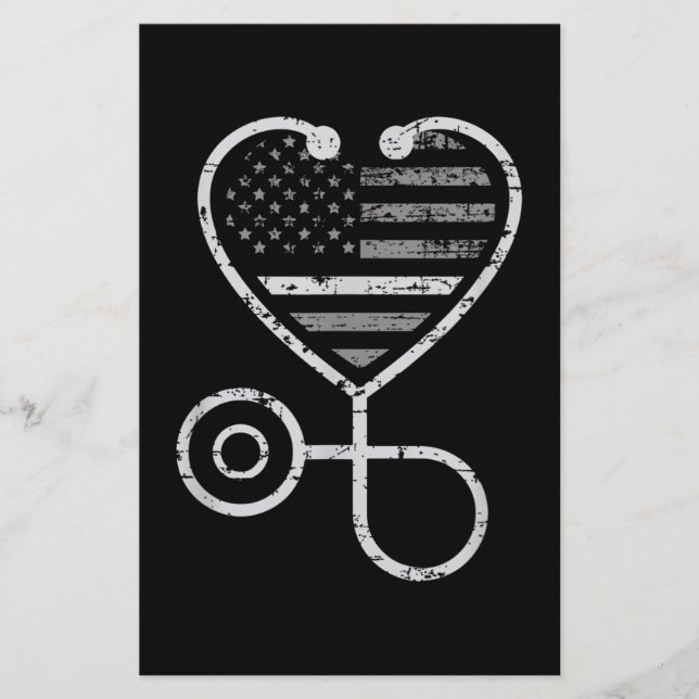 Korrektur der US-Fahne "Nurse Thin Gray Line Heart Briefpapier (Vorderseite)