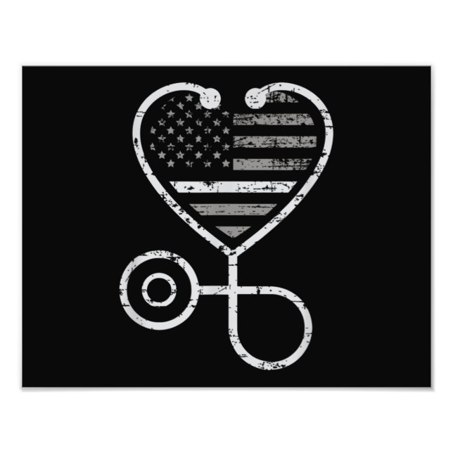Korrektur der US-Fahne "Nurse Thin Gray Line Heart Fotodruck (Vorne)