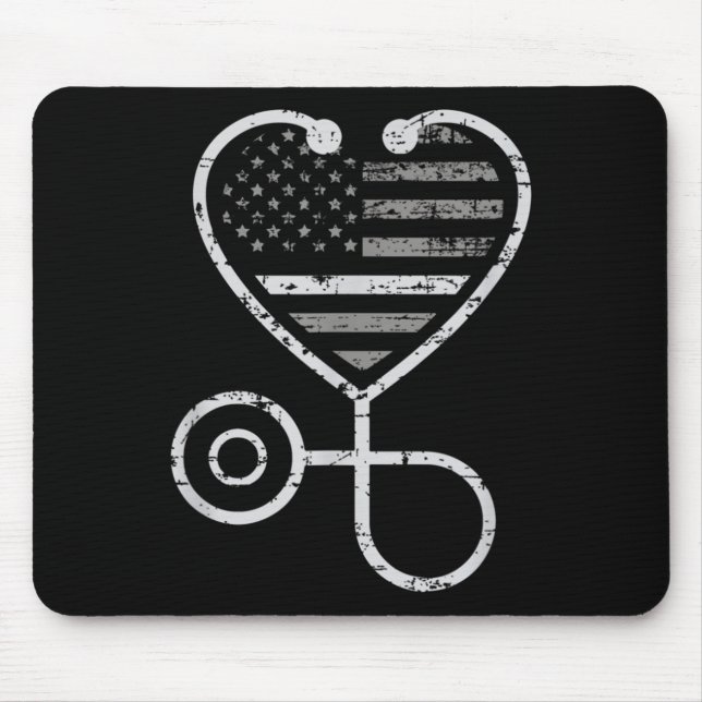 Korrektur der US-Fahne "Nurse Thin Gray Line Heart Mousepad (Vorne)
