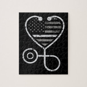 Korrektur der US-Fahne "Nurse Thin Gray Line Heart Puzzle