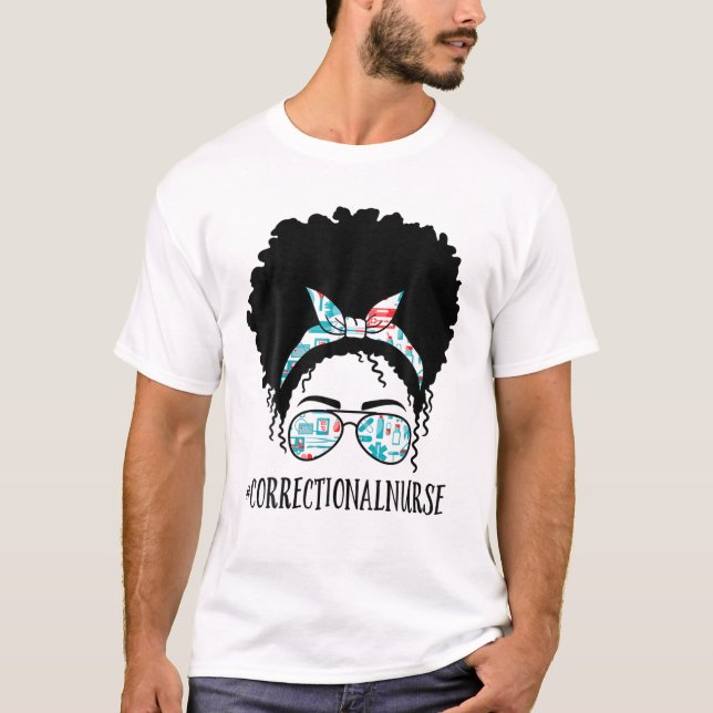 Korrektur Nurse Black Afro Messy Bun African Wo T-Shirt (Vorderseite)