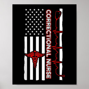 Korrektur Nurse USA Flag Nursing RN Poster
