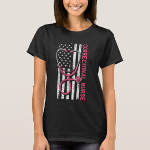 Korrekturpfleger Vintage USA Flagge Stethoskop Nu T-Shirt