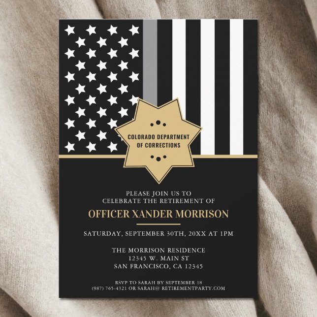 Korrekturreferent Silver Line Retirement Party Einladung (Corrections Officer Silver Line Retirement Party Invitation)