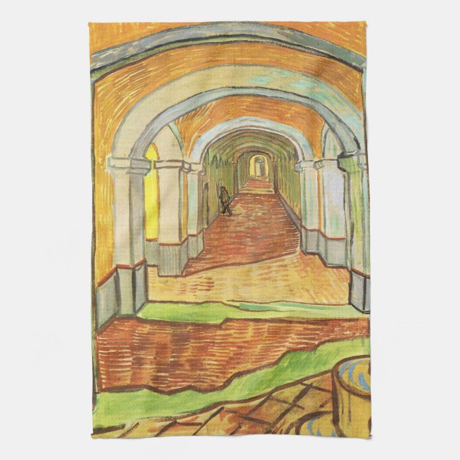 Korridor von St. Paul Asylum (Vincent van Gogh) Geschirrtuch (Vertikal)