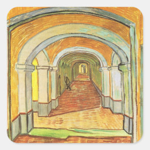 Korridor von St. Paul Asylum (Vincent van Gogh) Quadratischer Aufkleber