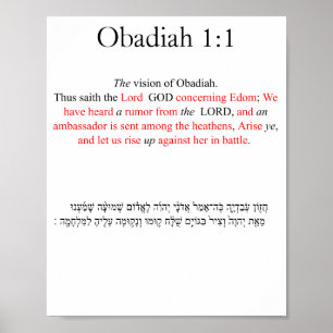 Korrigiertes King Jams Obadiah 1:1 Poster
