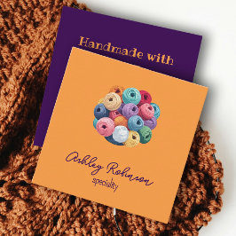 Korrosionsgarn, handgefertigt mit Liebe gelb Quadratische Visitenkarte