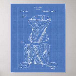 Korsett 1884 Patent Kunst Blaupause Poster