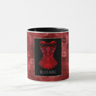 Korsett mit roten Lippen Tasse