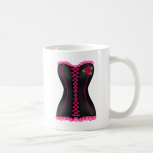 Korsett Schwarz Rosa Rose Tasse