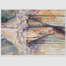 Korsett und Strumpf: Dekoupage für Aquarellen Seidenpapier