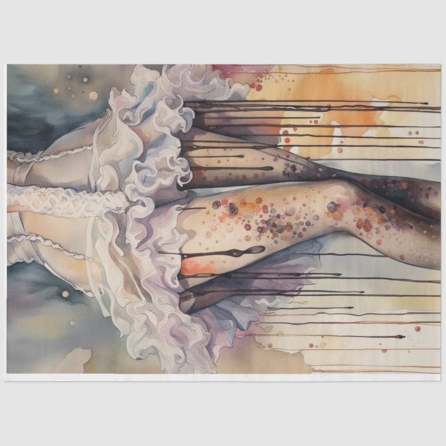 Korsett und Strumpf: Dekoupage für Aquarellen Seidenpapier (Vorderseite)