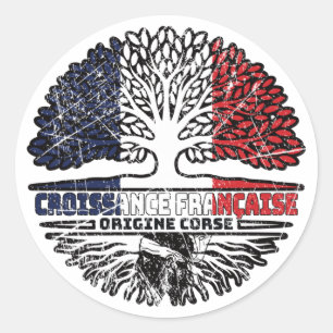 Korsika Korsika Französisch Tree Roots Flag Frankr Runder Aufkleber