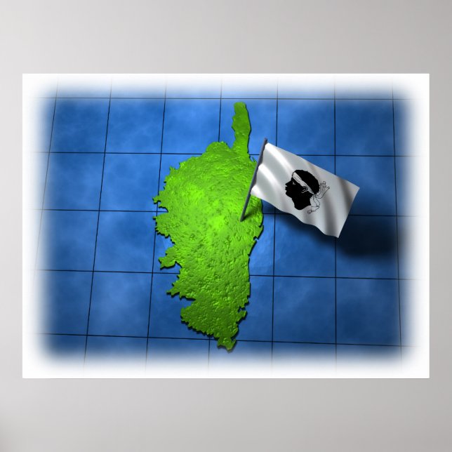 Korsika mit eigener Flagge Poster (Vorne)