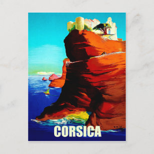 Korsika, mittelalterliche Festung auf der Klippe,  Postkarte