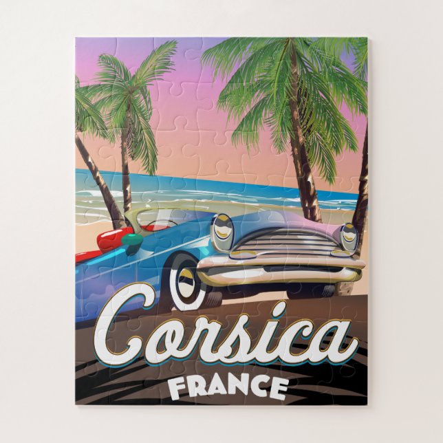 Korsika Retro Autoreisplakat Puzzle (Vertikal)
