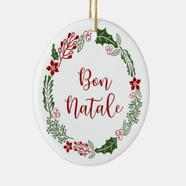 Korsisch froher Weihnachtskranz, Bön Natale Keramik Ornament