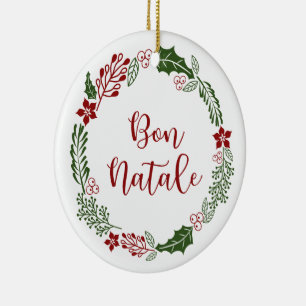 Korsisch froher Weihnachtskranz, Bön Natale Keramik Ornament