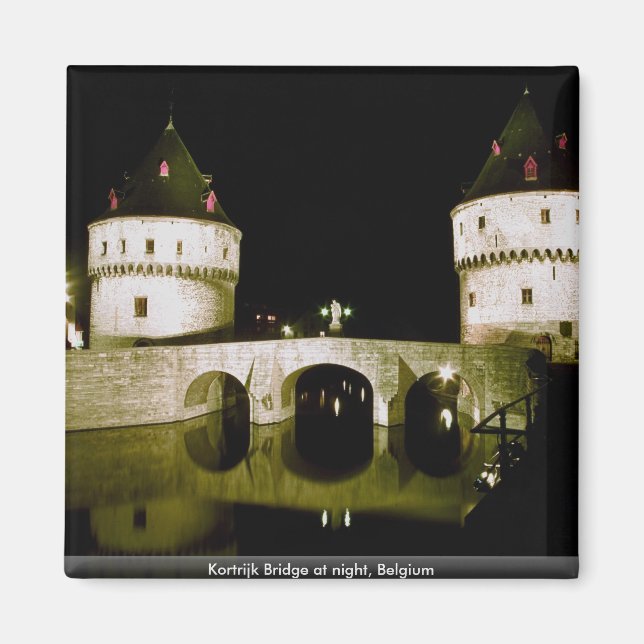Kortrijk Bridge bei Nacht, Belgien Magnet (Vorne)