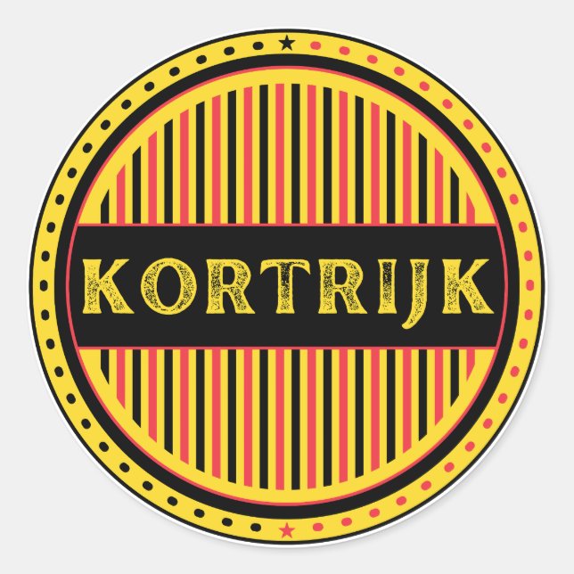 Kortrijk City Pride Emblem – Belgian Identity Runder Aufkleber (Vorderseite)