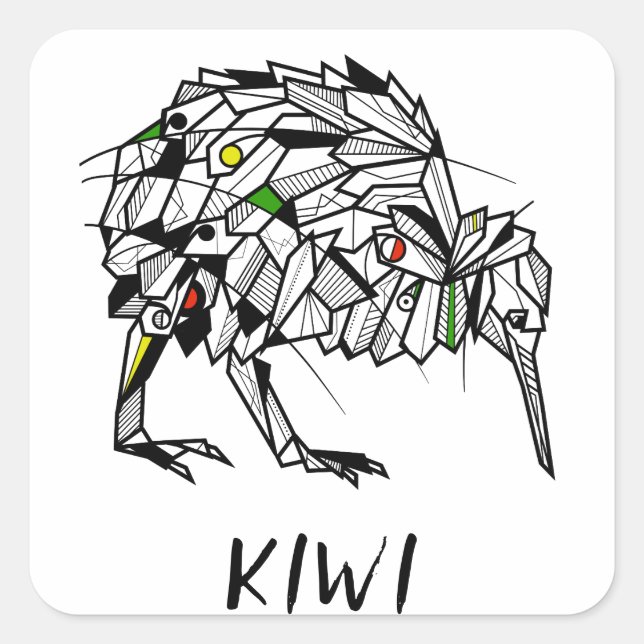 Koru Kiwi Quadratischer Aufkleber (Vorderseite)
