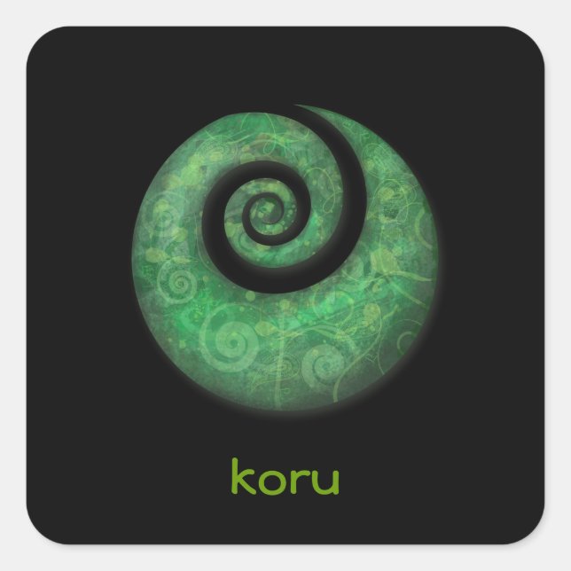 Koru Quadratischer Aufkleber (Vorderseite)
