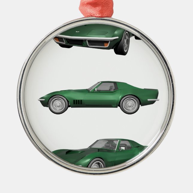 Korvette 1970: Grünes Ende Silbernes Ornament (Vorne)