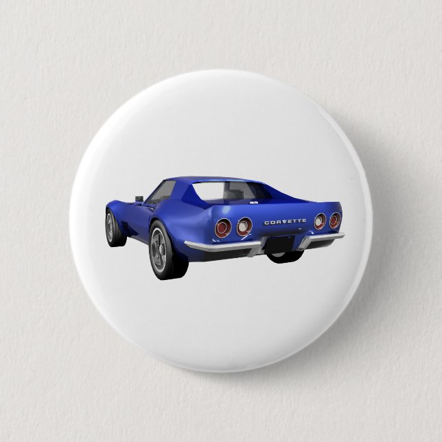 Korvette-Sport-Auto 1970: Blaues Ende Button (Vorderseite)