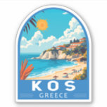 Kos Griechenland Reisen Kunst Vintag Aufkleber<br><div class="desc">Kos retro Vektordesign. Kos,  eine der Dodekanesinseln Griechenlands,  ist bekannt für seine üppigen Sandstrände. Sie ist reich an griechischen und römischen Sehenswürdigkeiten,  insbesondere in und um Kos Town.</div>