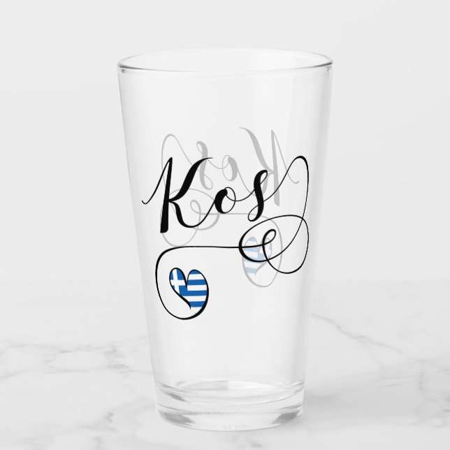 Kos Heart in Flag, Griechenland, I Liebe Kos, Cos Glas (Vorderseite)