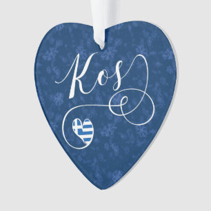 Kos Heart in Flag, Griechenland, I Liebe Kos Ornament