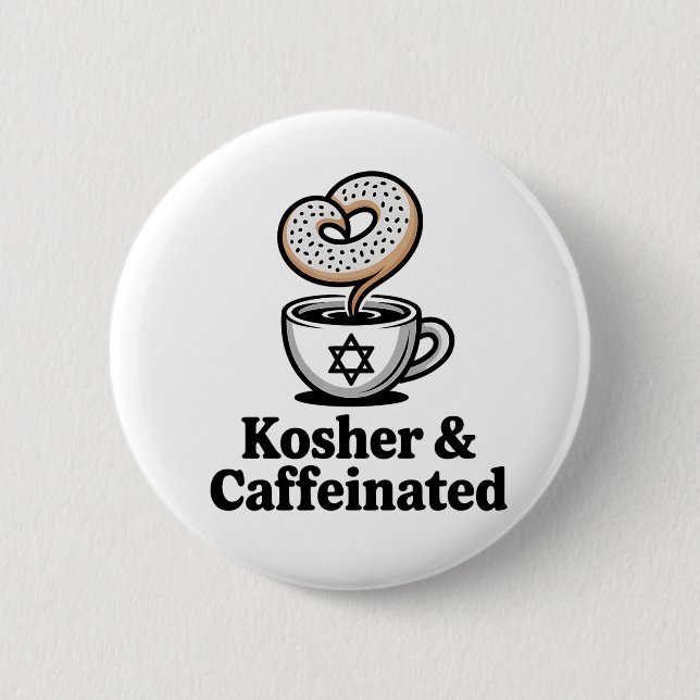 Koscher und koffeinierter jüdischer Kaffee Hanukka Button (Vorderseite)