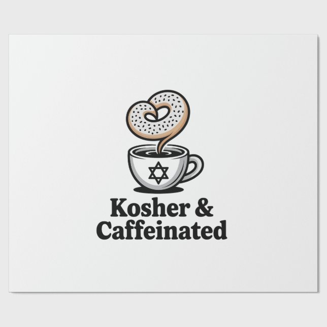 Koscher und koffeinierter jüdischer Kaffee Hanukka Geschenkpapier (Flach)