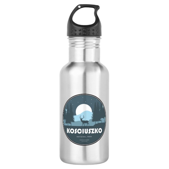 Kosciuszko-Nationalpark-Hirsche Edelstahlflasche (Vorderseite)
