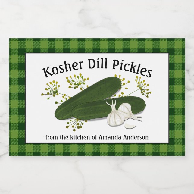 Kosher Dill Pickles Kariert H Food Label Lebensmitteletikett (Einzelnes Label)