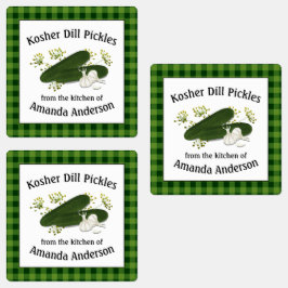 Kosher Dill Pickles Kariert Square Food Label Etiketten
