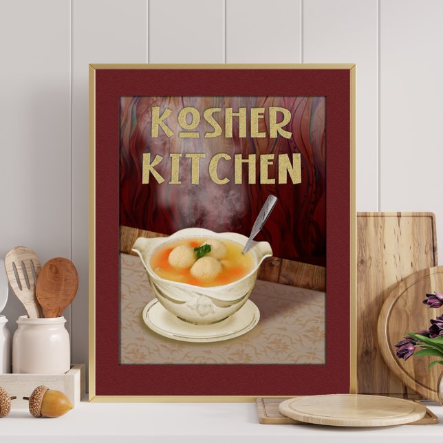 Kosher Kitchen Jewish Matzah Ball Soup Art Print Poster (Von Creator hochgeladen)