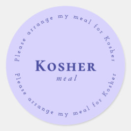 Kosher meal Request Sticker, Light purple, Navy Runder Aufkleber