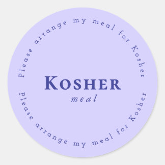Kosher meal Request Sticker, Light purple, Navy Runder Aufkleber