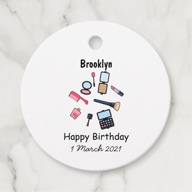 Kosmetik / Make-up Cartoon Illustration Geschenkanhänger (Vorderseite)