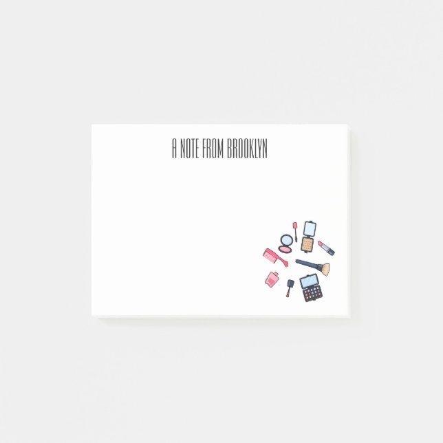 Kosmetik / Make-up Cartoon Illustration Post-it Klebezettel (Vorderseite)