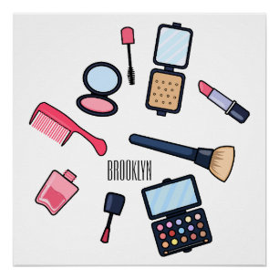 Kosmetik / Make-up Cartoon Illustration Poster