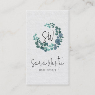 Kosmetikerin Blumen-Monogramm-Schönheit Visitenkarte