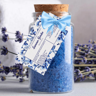 Kosmetikprodukte für blaue und weiße Floral-Seife Geschenkanhänger