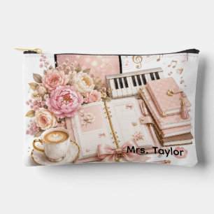 Kosmetiktasche Cozy Piano Coffee Floral editierbar Zubehörtasche