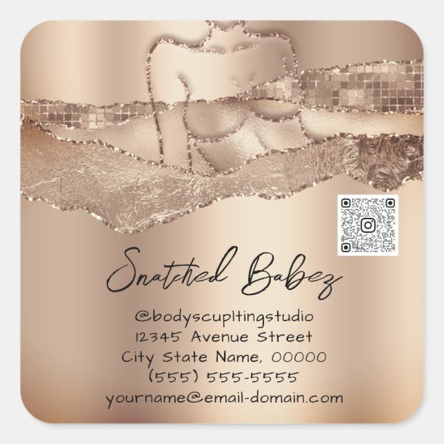 Kosmetische Kosmetik-Logo QR-Kodename für Körperpf Quadratischer Aufkleber (Vorderseite)
