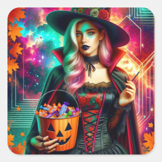 Kosmetischer Hexen-Candy-Eimer Quadratischer Aufkl Aufkleber