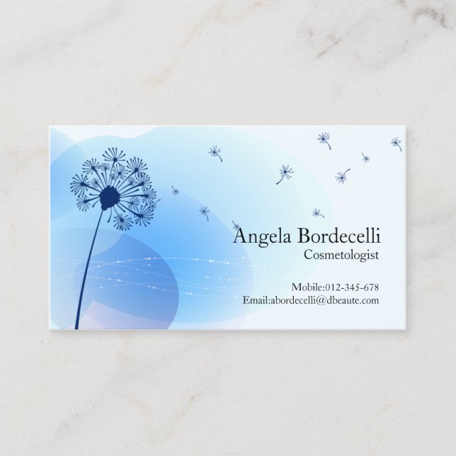 Kosmetologe Business Card Gentle Dandelion Visitenkarte (Vorderseite)