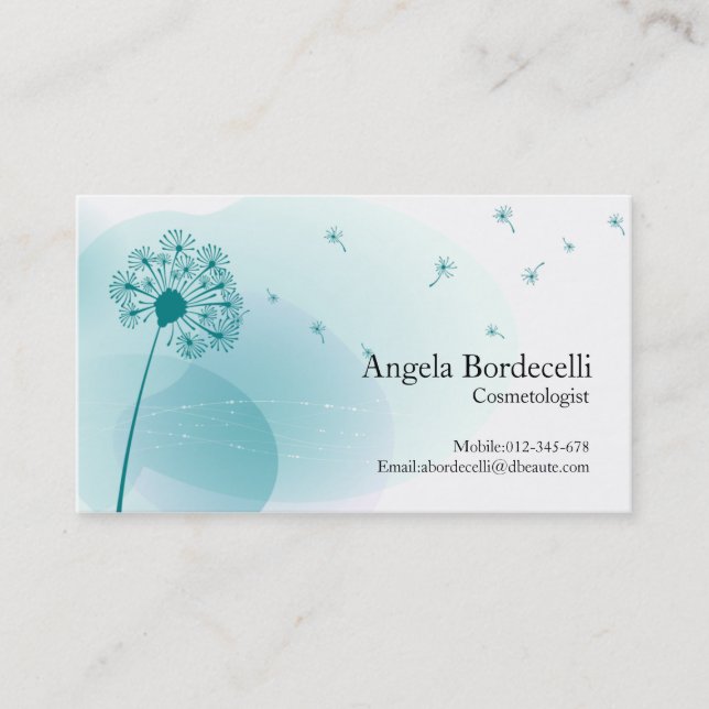 Kosmetologe Business Card Gentle Dandelion Visitenkarte (Vorderseite)